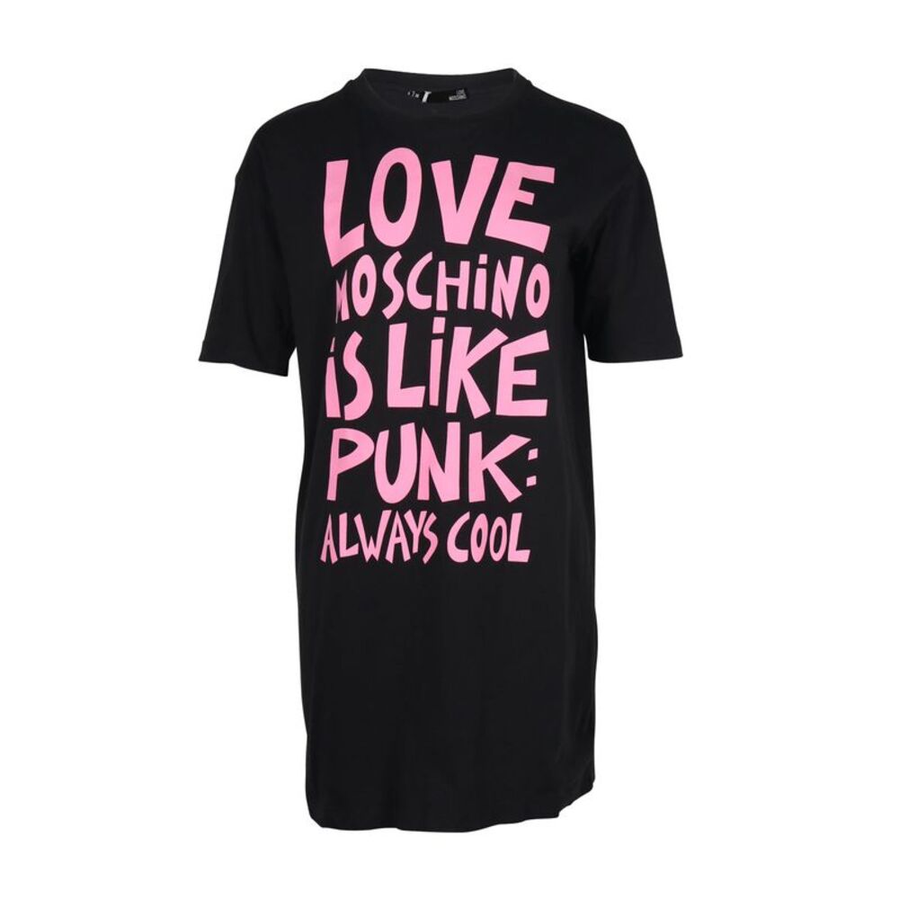 Love Moschino Graphic Slogan Print T-shirt Dress in Black Cotton